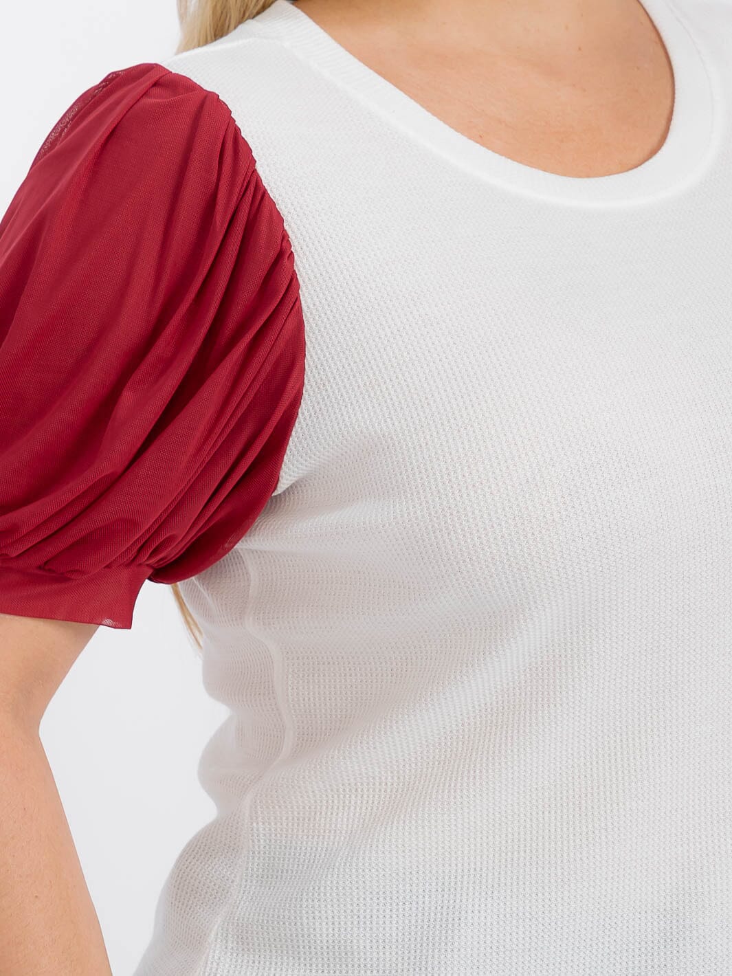 PLUS SIZE SHORT SLEEVE COLORBLOCK BLOUSE