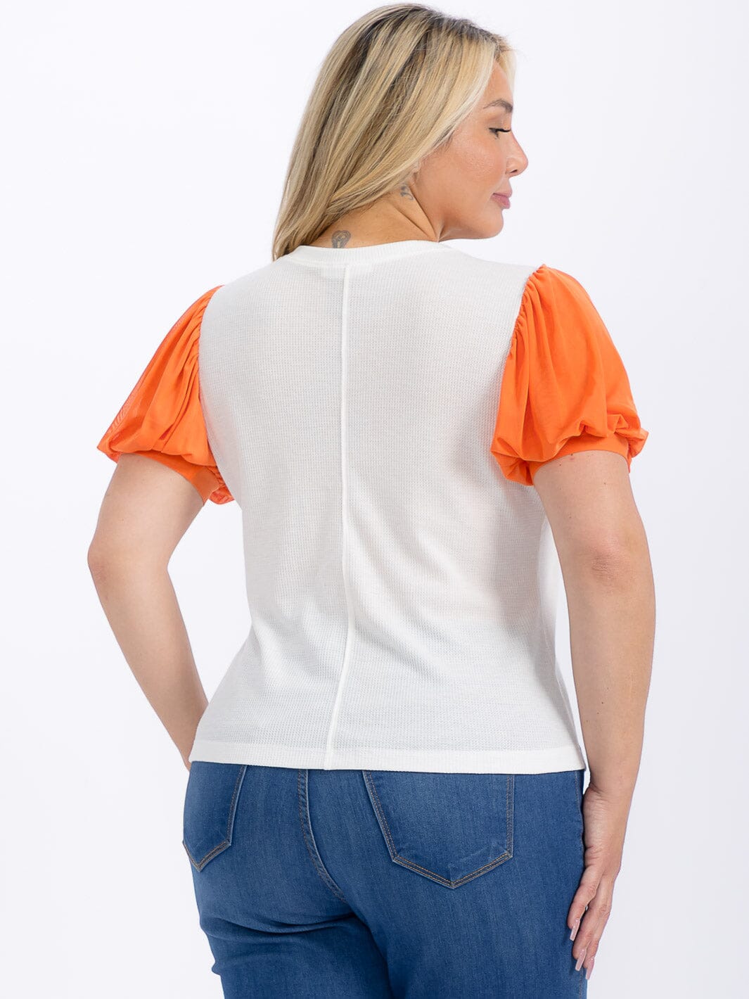 PLUS SIZE SHORT SLEEVE COLORBLOCK BLOUSE