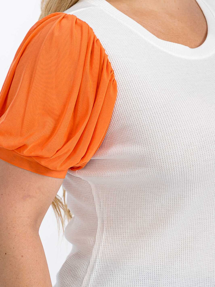 PLUS SIZE SHORT SLEEVE COLORBLOCK BLOUSE