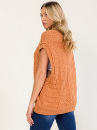 WOMEN'S SLEEVELESS CABLE KNIT SWEATER VEST