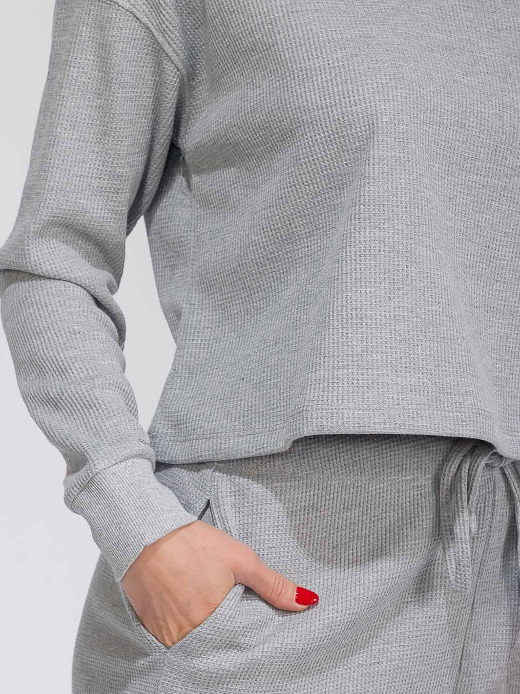 WOMEN'S LONG SLEEVE TOP & ELASTIC WAIST WIDE LEG PANTS RIBBED 2PC. SET