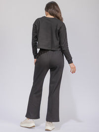 WOMEN'S LONG SLEEVE TOP & ELASTIC WAIST WIDE LEG PANTS RIBBED 2PC. SET