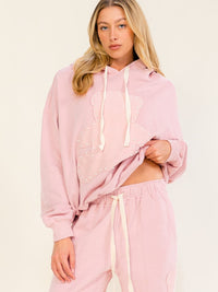 WOMEN'S LONG SLEEVE HOODED SWEATER & ELASTIC WAIST JOGGER LEG PANTS TEDDY BEAR 2PC. SET