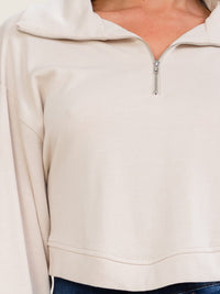 WOMEN'S LONG SLEEVE ZIP UP OPEN BACK PULLOVER SWEATER