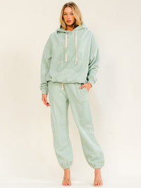 WOMEN'S LONG SLEEVE HOODED SWEATER & ELASTIC WAIST JOGGER LEG PANTS TEDDY BEAR 2PC. SET