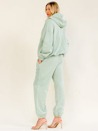 WOMEN'S LONG SLEEVE HOODED SWEATER & ELASTIC WAIST JOGGER LEG PANTS TEDDY BEAR 2PC. SET