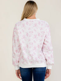 WOMEN'S LONG SLEEVE FLROAL PRINT PULLOVER SWEATER