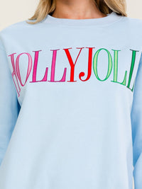WOMEN'S LONG SLEEVE HOLLY JOLLY GRAPHIC PULLOVER SWEATER