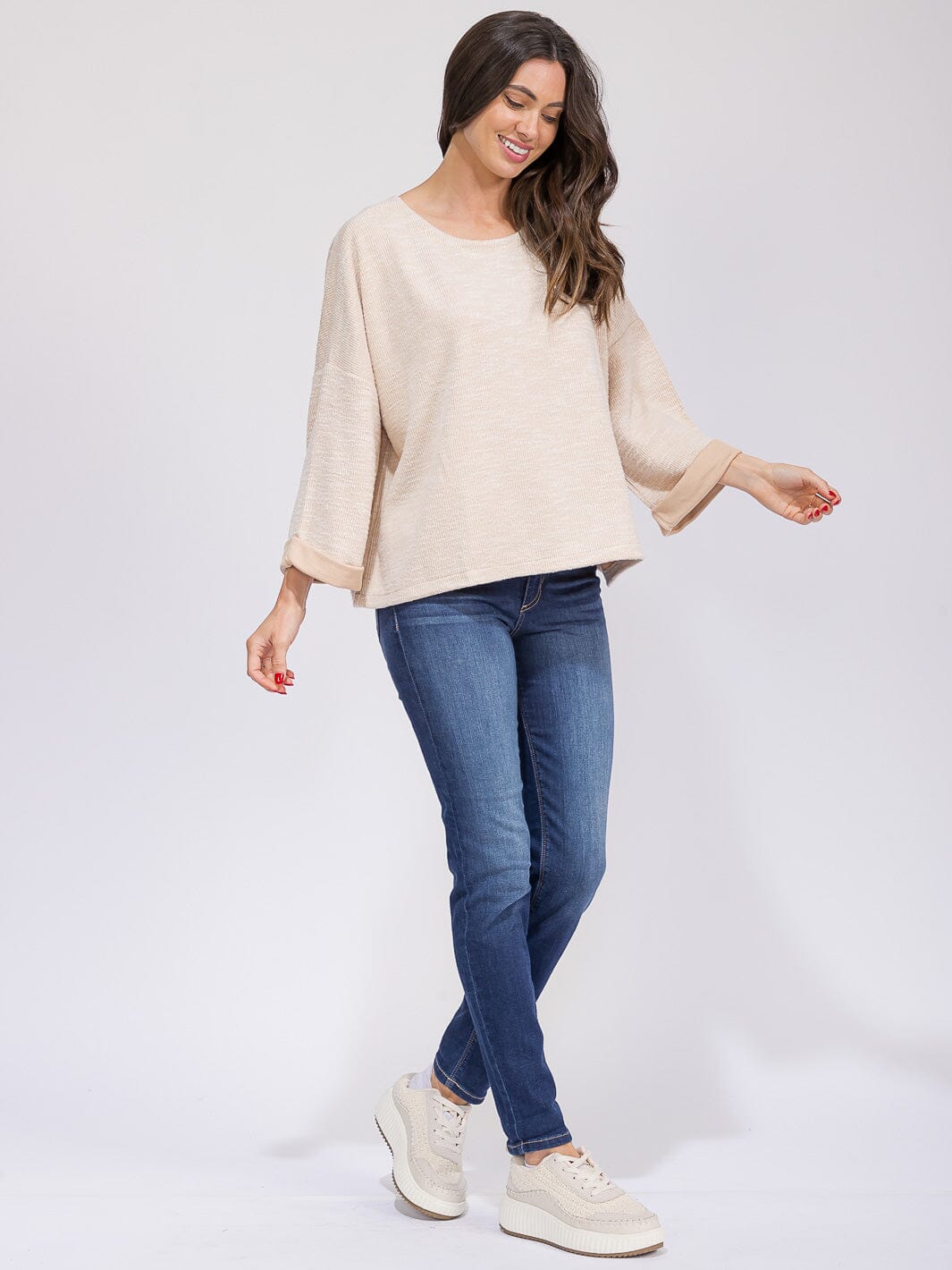 WOMEN'S 3/4 SLEEVE LOOSE FIT BLOUSE