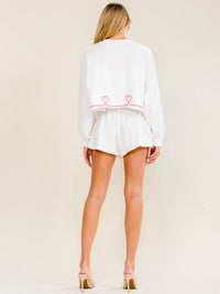 WOMEN'S LONG SLEEVE SWEATER & ELASTIC WAIST SHORTS TRIM DETAILED 2PC. SET