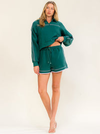 WOMEN'S LONG SLEEVE PULLOVER SWEATER & ELASTIC WAIST MINI SHORTS 2PC. SET