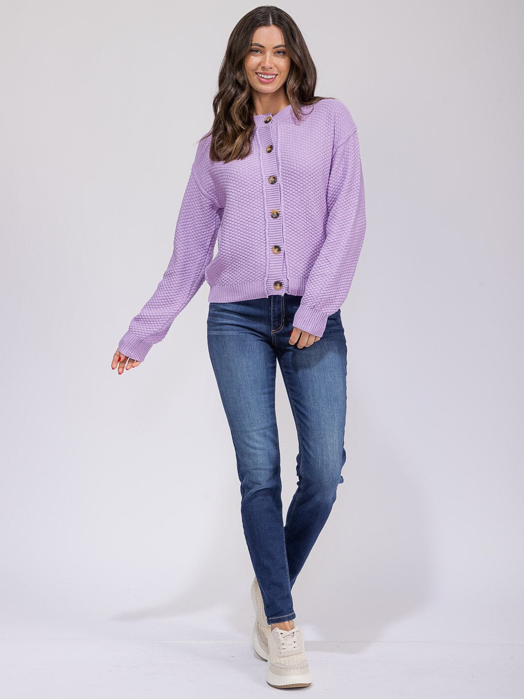 WOMEN'S LONG SLEEVE BUTTON CLOSURE KNIT SWEATER