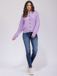 WOMEN'S LONG SLEEVE BUTTON CLOSURE KNIT SWEATER