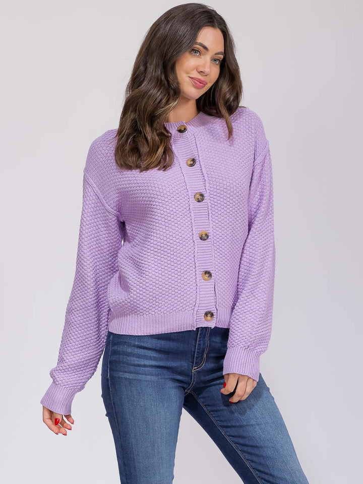 WOMEN'S LONG SLEEVE BUTTON CLOSURE KNIT SWEATER