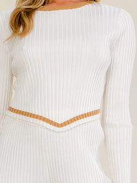WOMEN'S LONG SLEEVE SWEATER & ELASTIC WAIST STRAIGHT LEG PANTS RIBBED 2PC. SET
