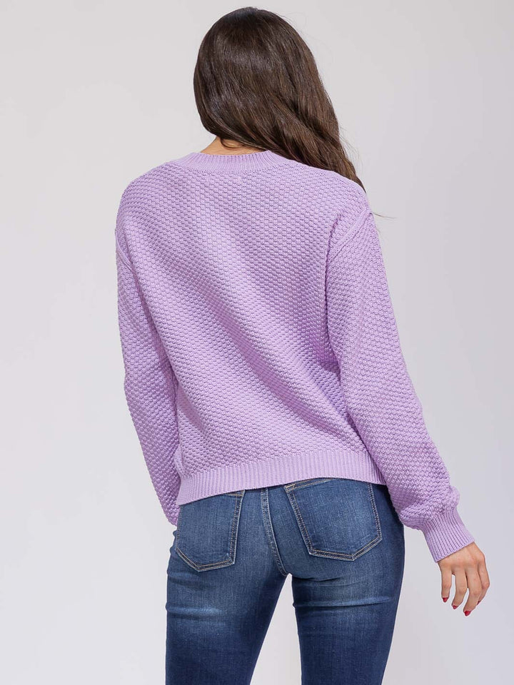 WOMEN'S LONG SLEEVE BUTTON CLOSURE KNIT SWEATER