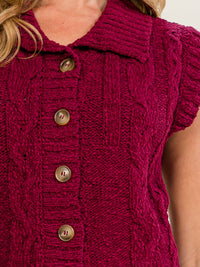 WOMEN'S SLEEVELESS BUTTON UP KNIT SWEATER TOP