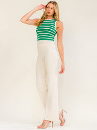 WOMEN'S SLEEVELESS TANK TOP & ELASTIC WAIST WIDE LEG PANTS COLORBLOCK 2PC. SET
