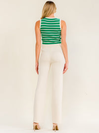 WOMEN'S SLEEVELESS TANK TOP & ELASTIC WAIST WIDE LEG PANTS COLORBLOCK 2PC. SET