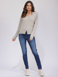 WOMEN'S LONG SLEEVE BUTTON UP MULTI TOP