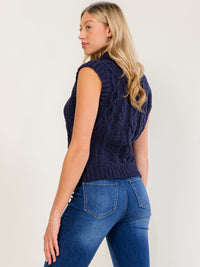 WOMEN'S SLEEVELESS BUTTON UP KNIT SWEATER TOP