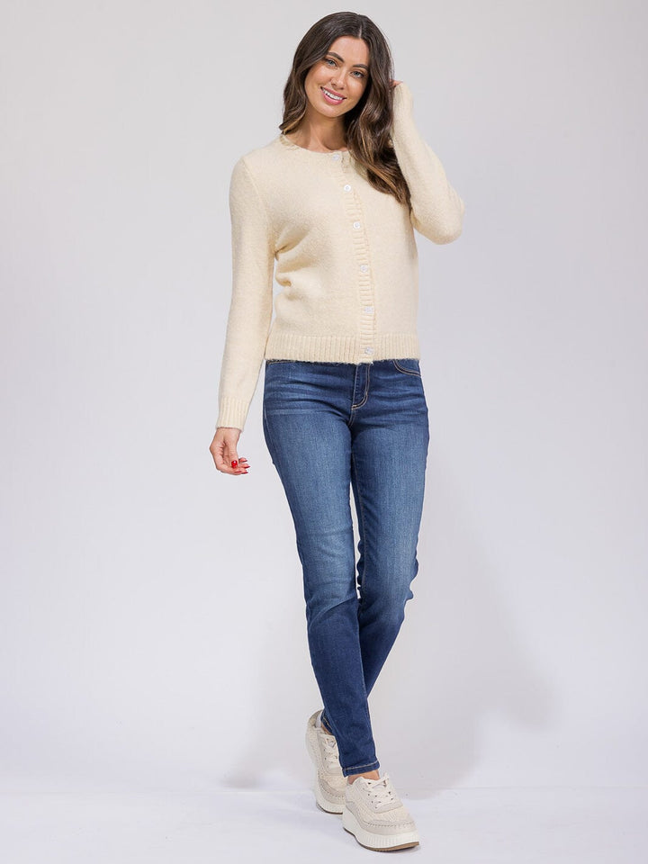 WOMEN'S LONG SLEEVE BUTTON CLOSURE KNIT SWEATER
