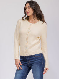 WOMEN'S LONG SLEEVE BUTTON CLOSURE KNIT SWEATER