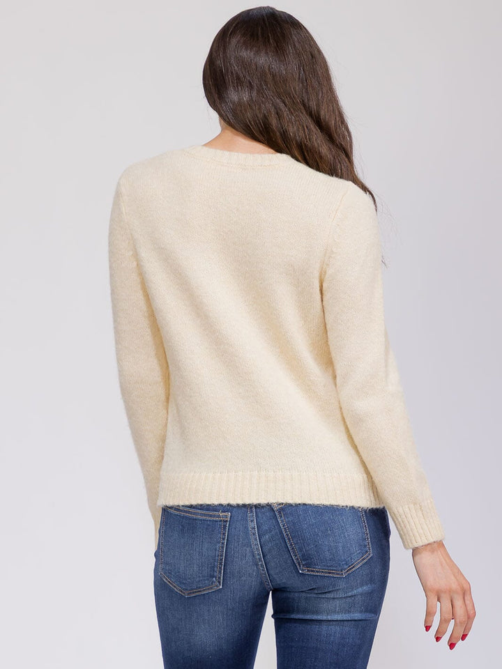 WOMEN'S LONG SLEEVE BUTTON CLOSURE KNIT SWEATER