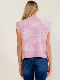 WOMEN'S SLEEVELESS PRINT SWEATER BLOUSE
