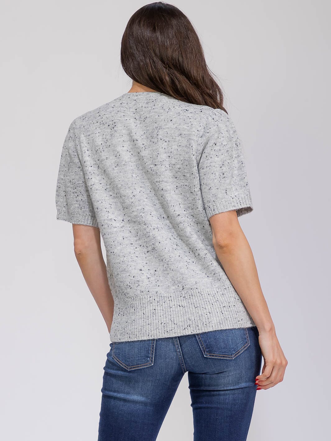 WOMEN'S SHORT SLEEVE BUTTON UP MULTI BLOUSE