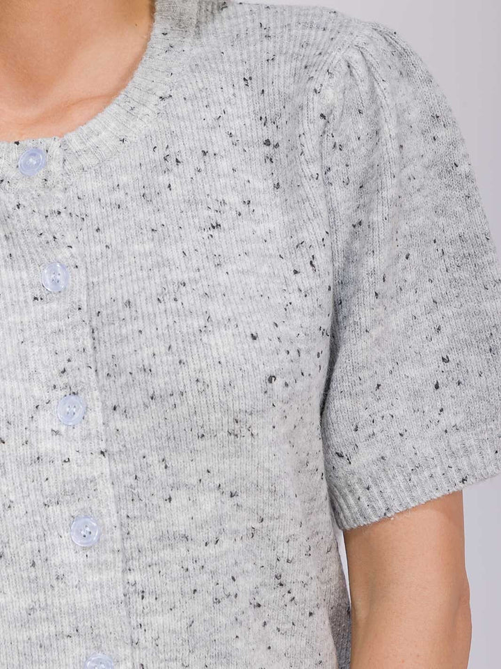 WOMEN'S SHORT SLEEVE BUTTON UP MULTI BLOUSE