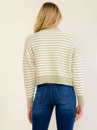 WOMEN'S LONG SLEEVE PEARL DETAILED KNIT COLORBLOCK PULLOVER SWEATER