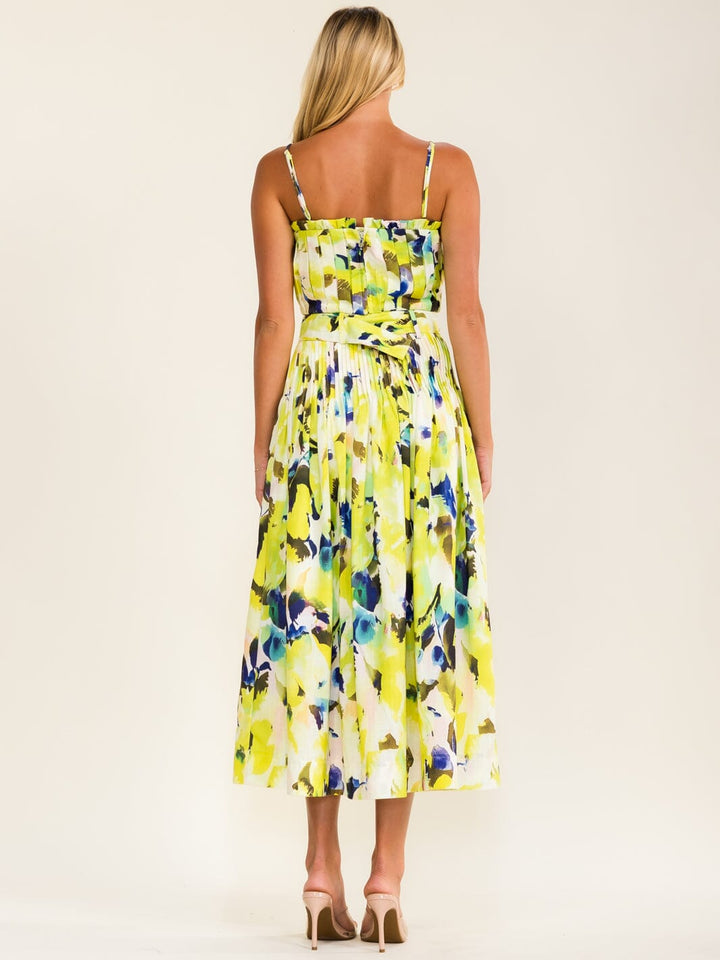BEULAH WOMEN'S SLEEVELESS TOP & BUTTON CLOSURE MAXI SKIRT PLEATED FLORAL 2PC. SET
