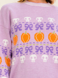 WOMEN'S LONG SLEEVE GRAPHIC PULLOVER SWEATER