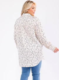 PLUS SIZE LONG SLEEVE BUTTON UP FRONT POCKET HIGH-LOW OVERSIZED BLOUSE
