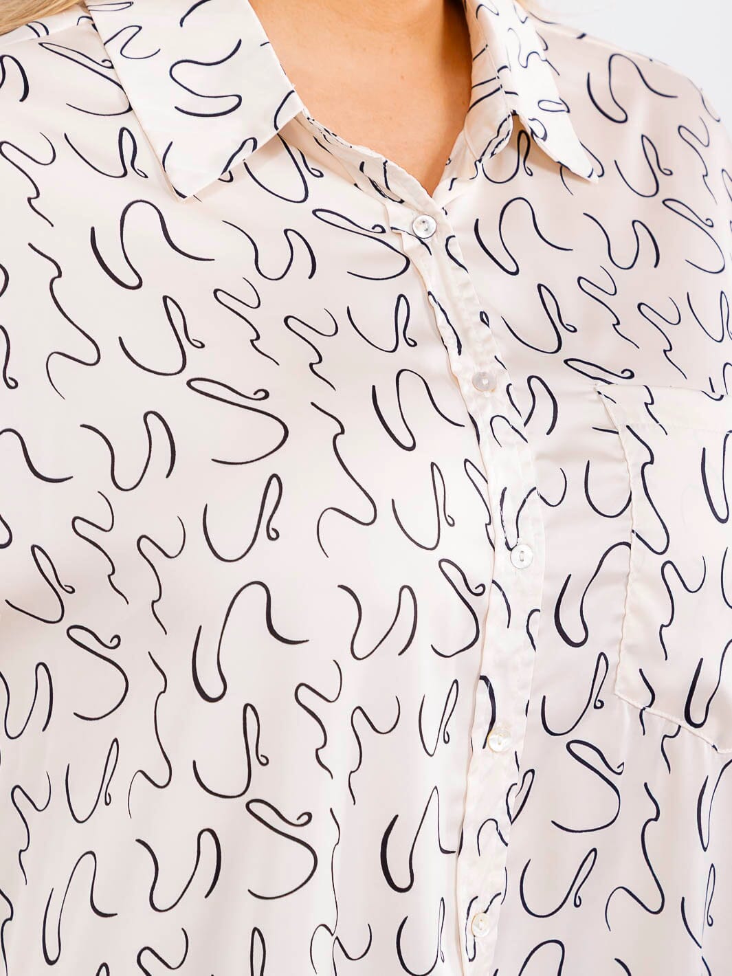 PLUS SIZE LONG SLEEVE BUTTON UP FRONT POCKET HIGH-LOW OVERSIZED BLOUSE