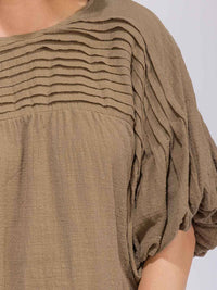 WOMEN'S SHORT PUFF SLEEVE DETAILED LOOSE FIT BLOUSE
