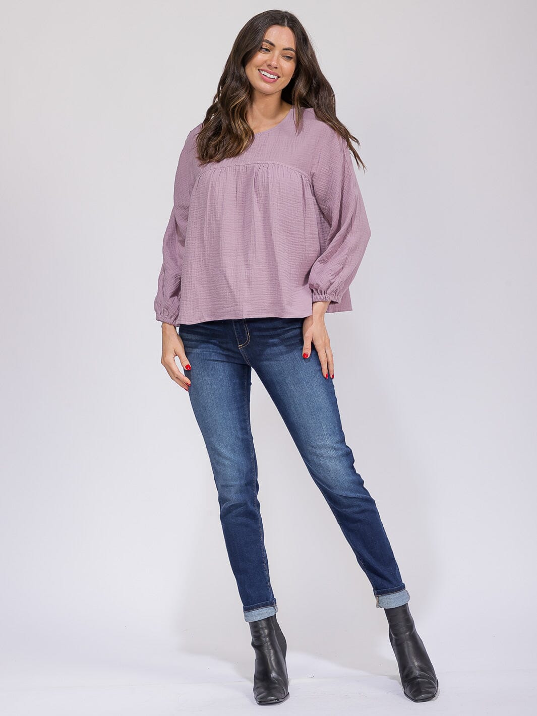WOMEN'S LONG SLEEVE LOOSE FIT TUNIC TOP
