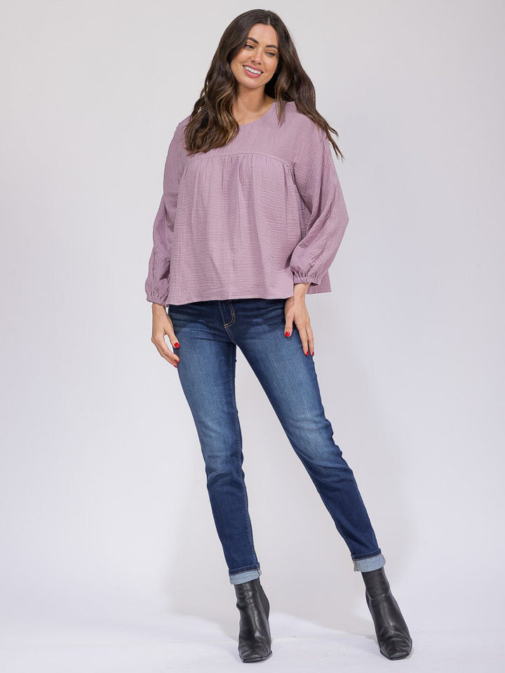 WOMEN'S LONG SLEEVE LOOSE FIT TUNIC TOP