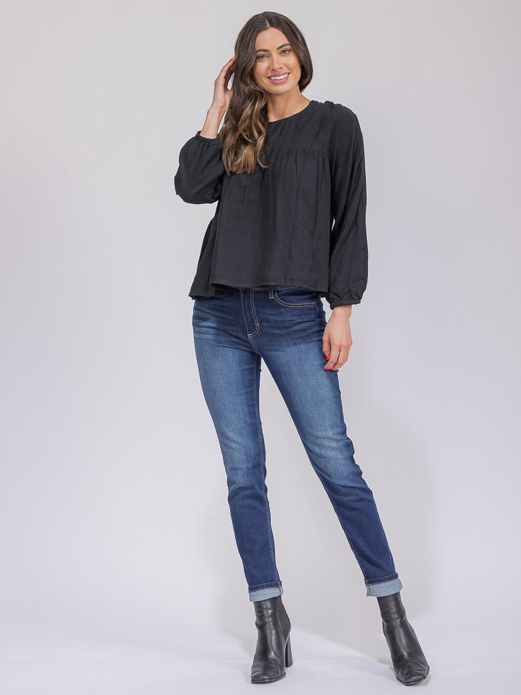 WOMEN'S LONG SLEEVE LOOSE FIT TUNIC TOP