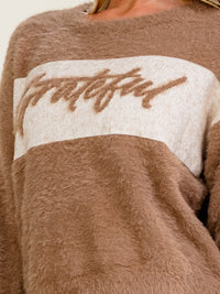 WOMEN'S LONG SLEEVE GRATEFUL PULLOVER FUZZT SWEATER