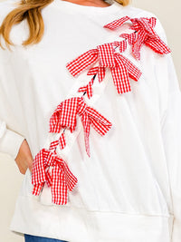 WOMEN'S LONG SLEEVE BOWS DETAILED PULLOVER SWEATER