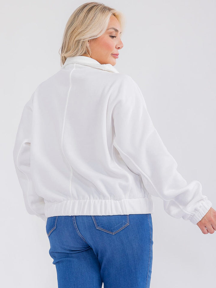 PLUS SIZE LONG SLEEVE ZIP UP PULLOVER SWEATER