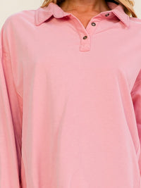 WOMEN'S LONG SLEEVE BUTTON UP OVERSIZED TOP