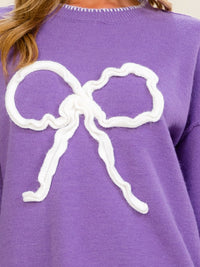 WOMEN'S LONG SLEEVE BOW PULLOVER SWEATER