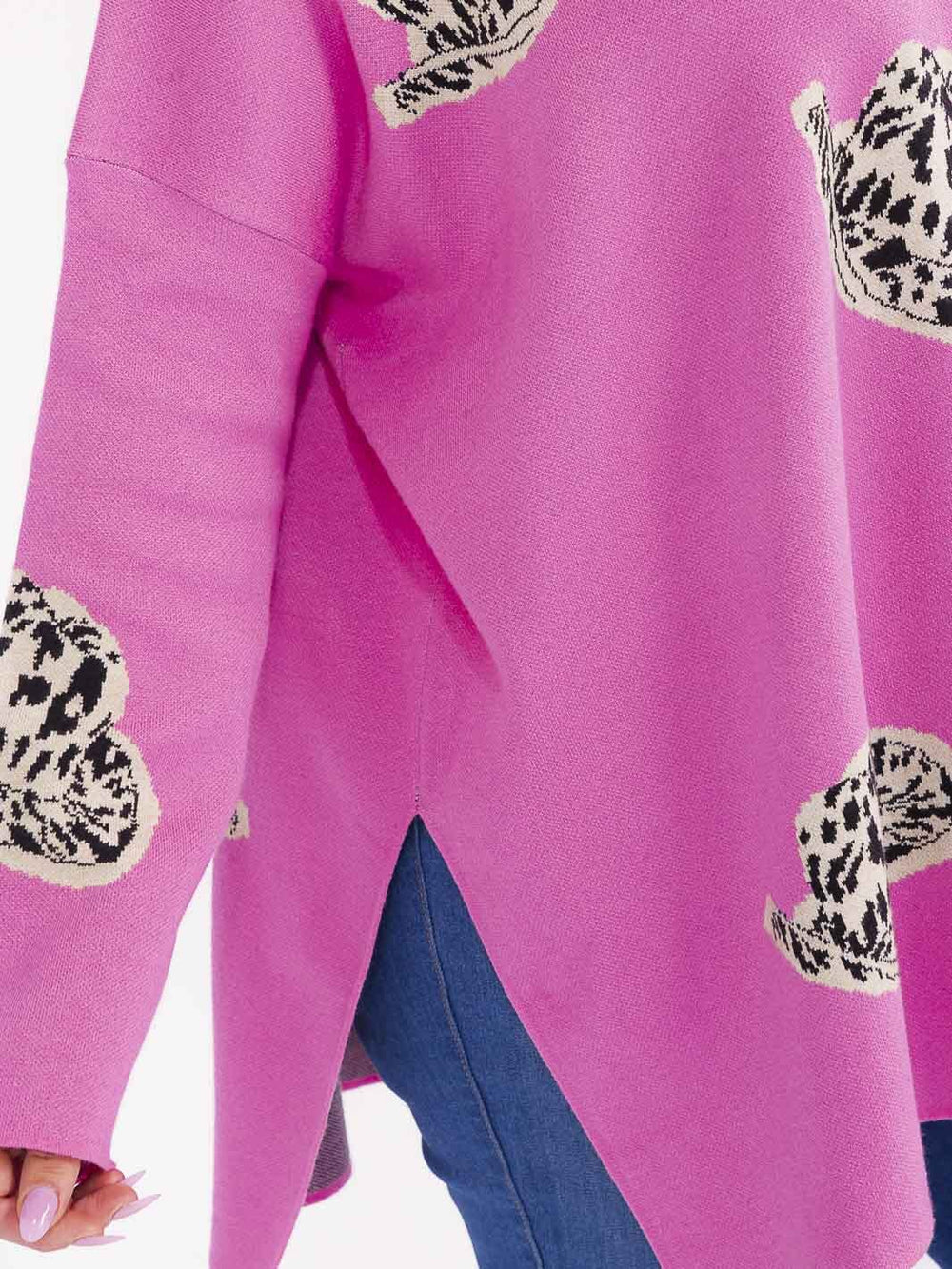 PLUS SIZE LONG SLEEVE MOCK NECK GRAPHIC PULLOVER OVERSIZED SWEATER