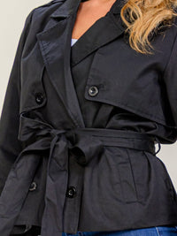WOMEN'S LONG SLEEVE BUTTON CLOSURE SELF TIE FRONT POCKETS JACKET