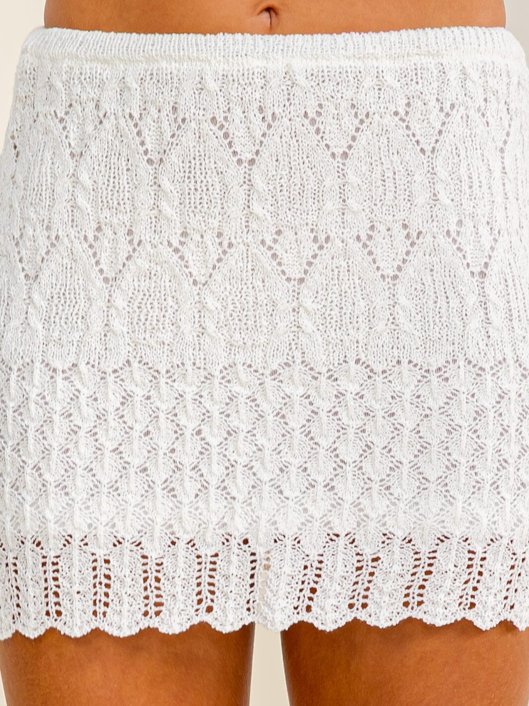 WOMEN'S ELASTIC WAIST CROCHET MINI SKIRT