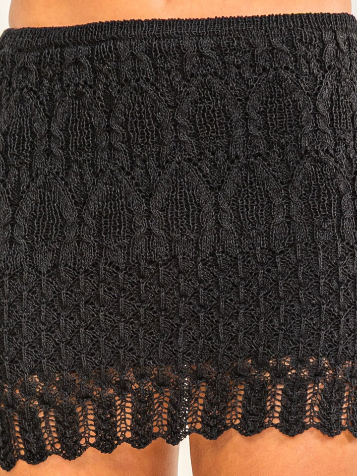 WOMEN'S ELASTIC WAIST CROCHET MINI SKIRT