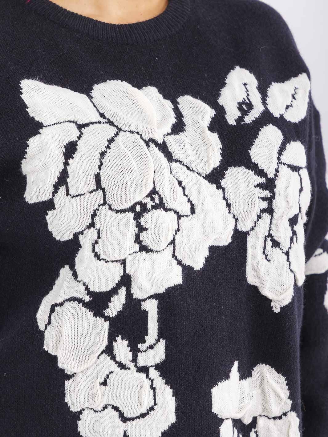 PLUS SIZE LONG SLEEVE FLORAL PRINT PULLOVER SWEATER